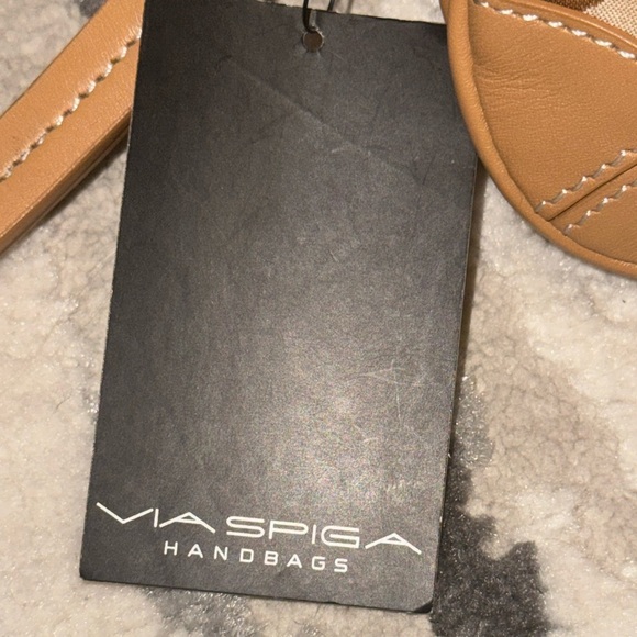 Via Spiga Monogram Clutch/ wristlet brown/Tan leather and fabric - New ! - Picture 11 of 11